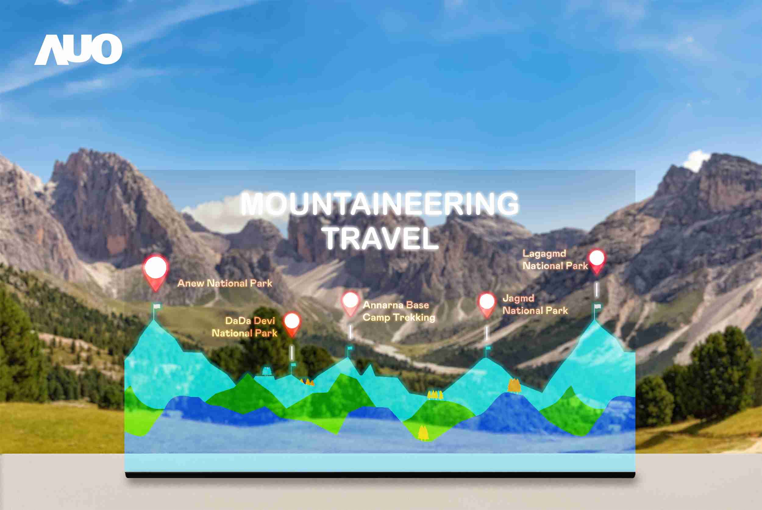 壹号平台展示全球单片尺寸最大(*)42吋透明Micro LED显示器拼接而成的〝64吋透明Micro LED显示器〞，，，，具备高透明度、、、、1,000 nits高亮度、、、、广色域、、、采用三边无边框的无缝拼接等多重特色，，呈现超高清、、、、细腻画质而不遮挡后方视觉，，，，满足层峰需求，，，，可广泛运用于零售、、、艺术展览或商业空间等场域